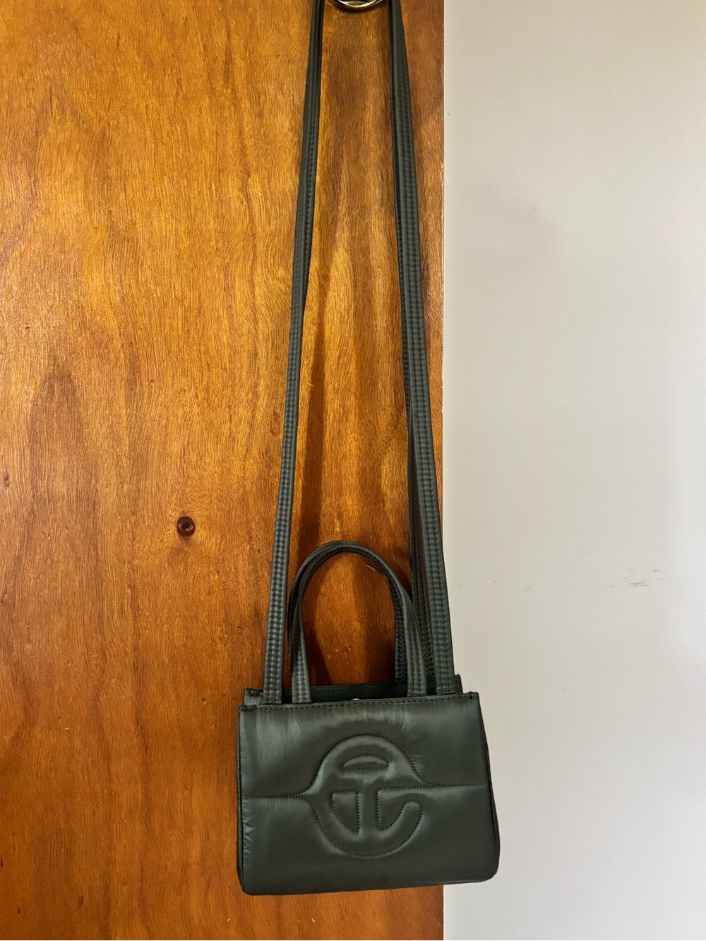 Telfar Olive Green Quilted Mini Crossbody Tote